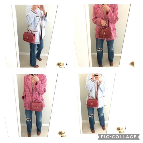 Chanel Top Handle lamb skin chevron style Small flap crossbody bag Red $6499 - Picture 12 of 12