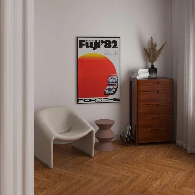 Porsche Fuji Speedway Advertising Poster, 1982 Car Print, Vintage Wall Art - Image 2 of 4