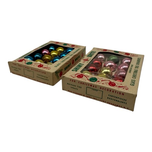 2 Boxes Mini Shiny Brite 20 mm Christmas Glass Ornaments~24 Multicolored Balls - Picture 5 of 7