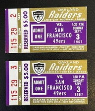 1967 San Francisco 49ers @ Oakland Raiders Ticket Stubs Lot (2) 1st Ever Matchup