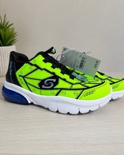 Skechers S Sport Noah Boys Green Step-Ins Memory Foam Sneakers Size 2 NWT
