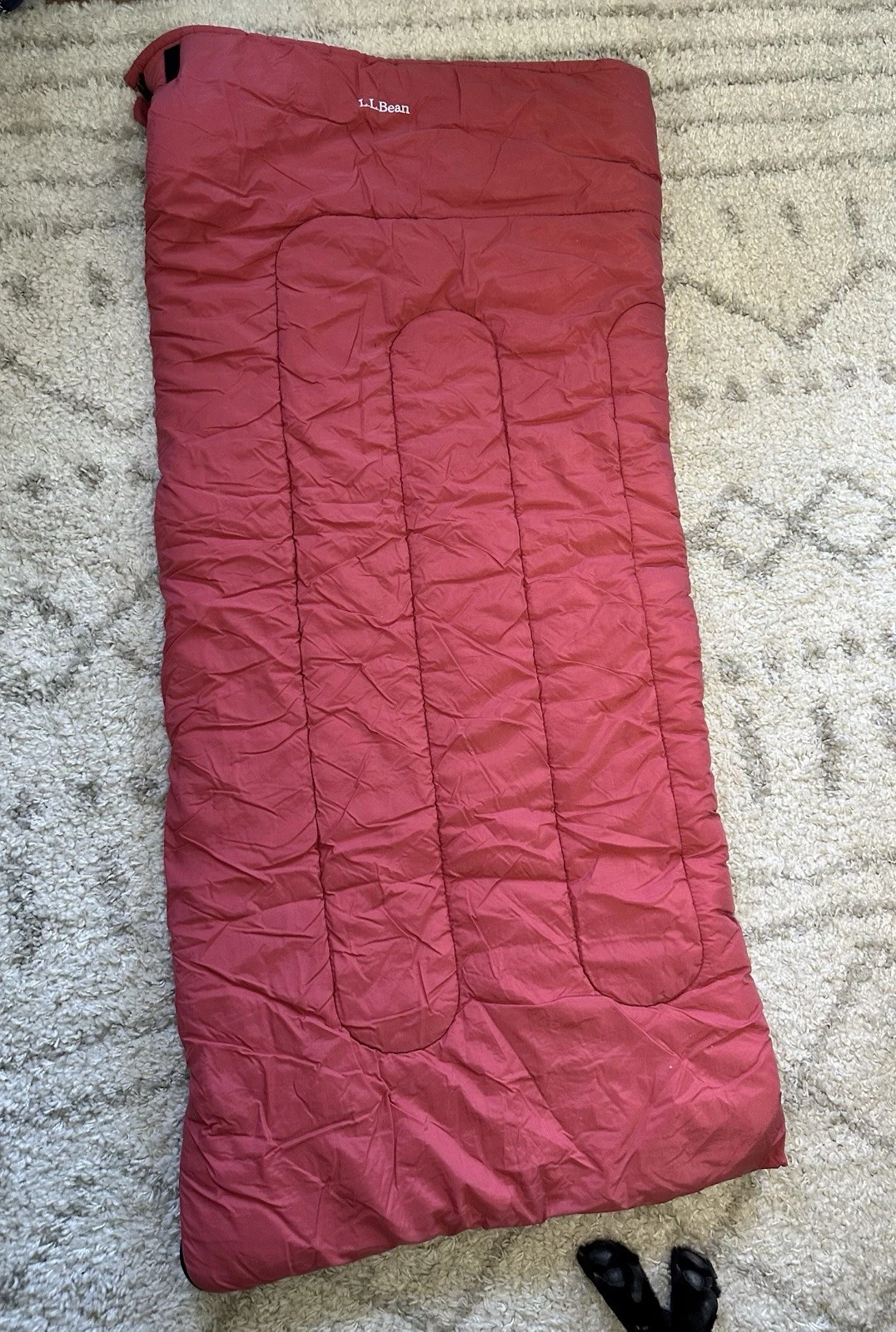 LL Bean 40 Degree Camp Sleeping Bag Kids Youth 58" X 25” Flannel Lined Deer Moos