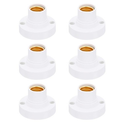 6pcs E14 Bulb Socket Round Screw Base Lamp Holder Light Replacement Bases White