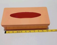 Vintage Ransburg Peach/pink Scalloped Edge Retro Tissue Box Hinged Mountable 