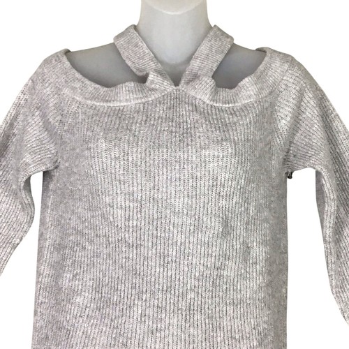 1. Maglione donna State grande collo incrociato spalle scoperte pullover grigio tinta unita - Foto 7 di 11