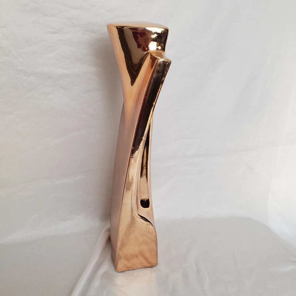 Collar de cerámica tono dorado cobre brillante soporte de exhibición busto cuello 21,5" de alto Foto 2 de 4