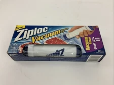 New Ziploc Vacuum Starter Kit sealed pump 3 qt freezer bags Discontinued