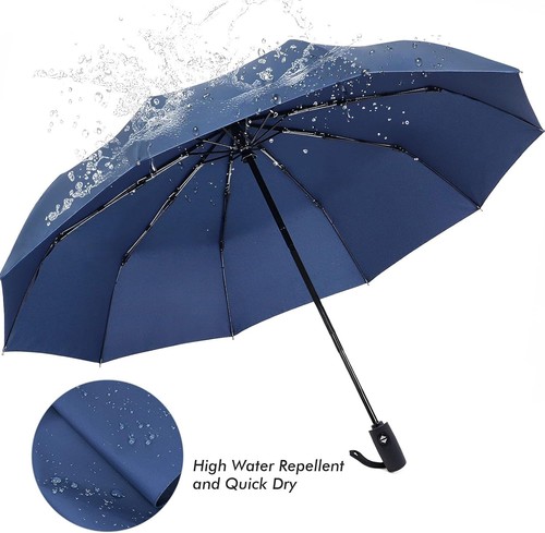 Automatic Folding Umbrella Auto Open Close Travel Windproof Anti-UV w/ 12 Ribs - Picture 5 of 5