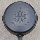Griswold #8 No 704 Cast Iron Skillet Large Block Logo Sits Flat 1930's No H Ring