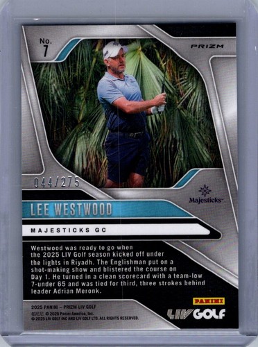 2025 Panini Prizm LIV Golf | Lee Westwood #7 | Teal Parallel 44/275 - Bild 2 von 2