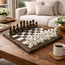 Luxury Marble Chess Set ? Handcrafted Board &...