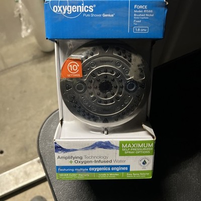 Oxygenics Fury Pure Shower Genius 5-Setting Fixed Shower Head 1.8 GPM Brushed Ni