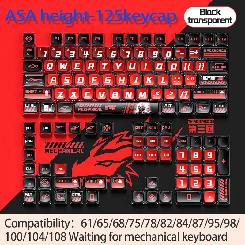 PBT Pudding Keycap Set Thermal Sublimation Mechanical Keyboard 60 68 75 100%