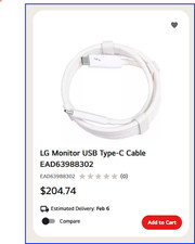 1.5m Thunderbolt 3 Cable 40Gbps 100W PD USB-C Long Genuine LG EAD63988302 - 5ft