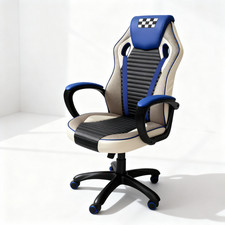 Sedia Gaming Racing PU Ergonomica Poggiatesta Scacchi Braccioli 5 Ruote 67x63
