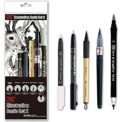 Kuretake Zig Illustration Basic Set #2 5 Teile