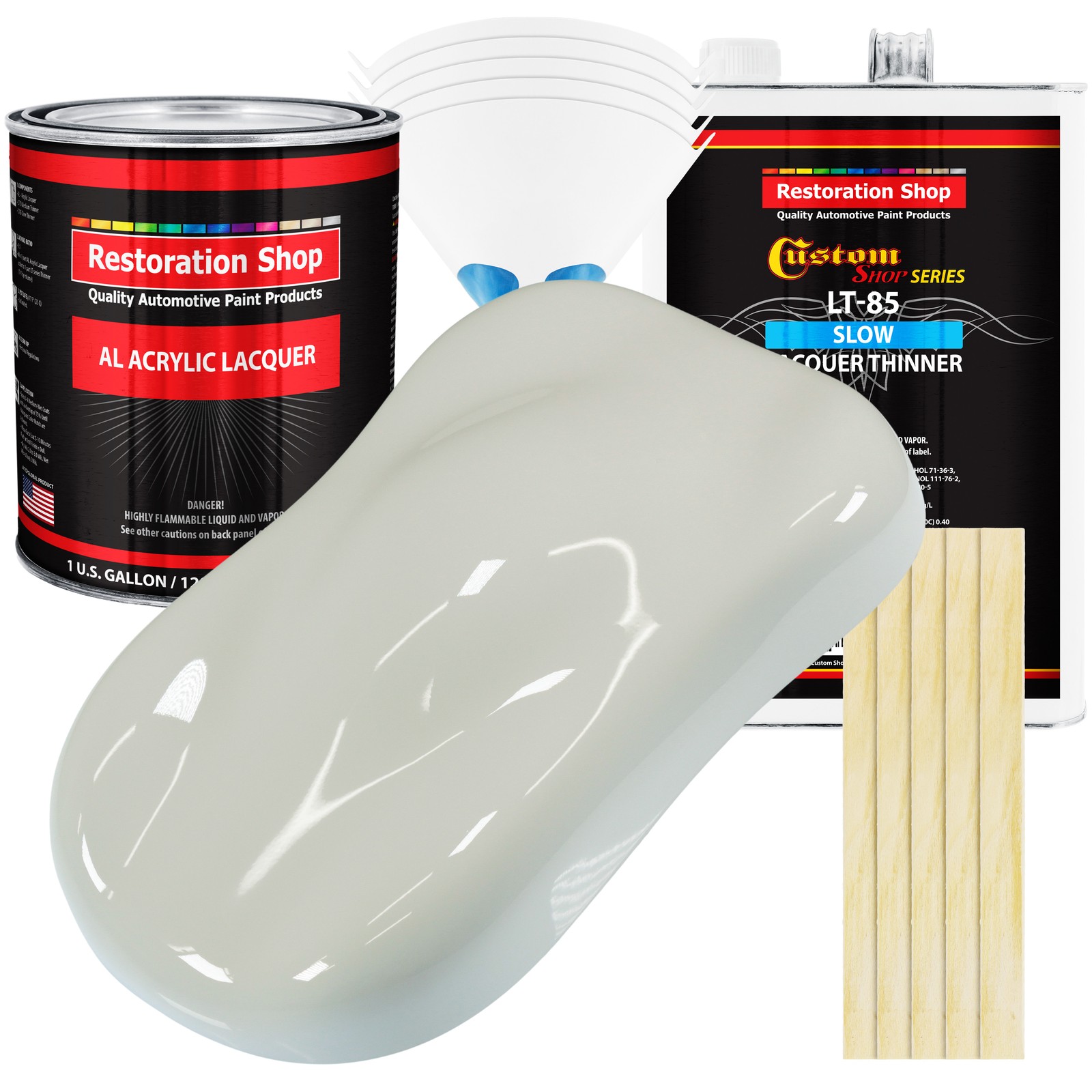 Arctic White Acrylic Lacquer Gallon Auto Paint Kit with Slow Thinner  