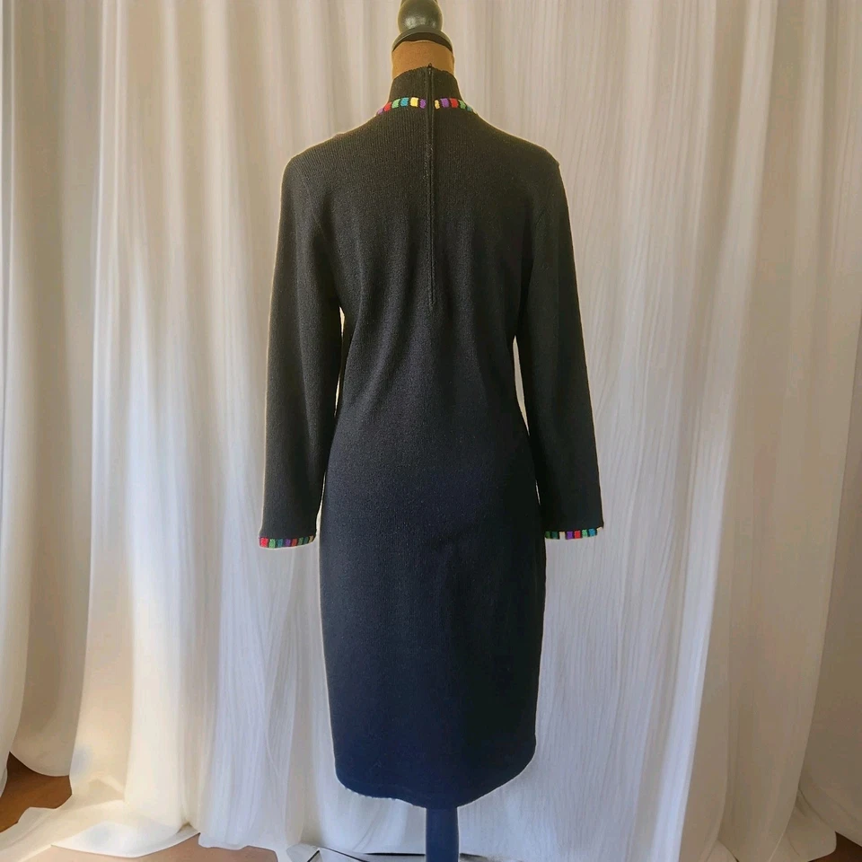 Vestido Suéter Vintage ANTONELLA PREVE Talla S Colorido Borde Tejido Años 80 Geométrico Foto 3 de 4