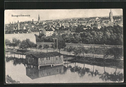 Sangerhausen, panorama z kościołami, widokówka 1918  - Zdjęcie 1 z 2