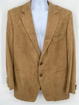 VTG Phoenix Clothes Sport Coat Mens Large Brown Suede 2 Button Union USA 80s