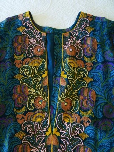 Couture Art-to-Wear Embroidery Beaded Paisley Silk Caftan Kurta & Harem Pant S M - Picture 11 of 24