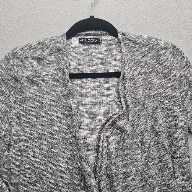 Volcom Women Size Large Size 10 Gray White Marled Open Front Cardigan - Image 2 of 4