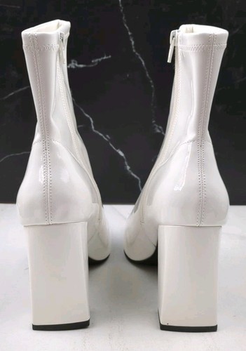 Wild Pair Mujer Iloise Botines Elegantes Tacón Bloque, Charol Blanco, Talla 9M - Imagen 7 de 13