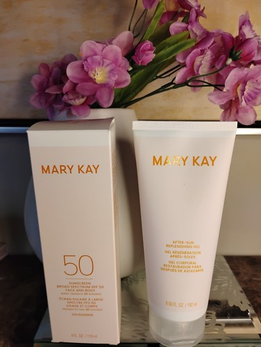 Mary Kay Suncare Set SPF 50 4,0 fl oz e gel ricostituente doposole 6,5 FL oz nuovo con scatola - Foto 2 di 3