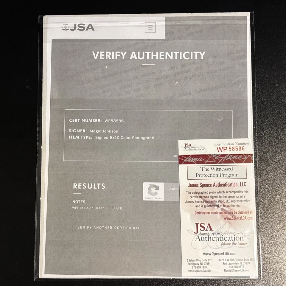 Lakers Magic Johnson Signed 8X10 Photo James Spence C.O.A. HOF *Ships Free* - Image 4 of 4