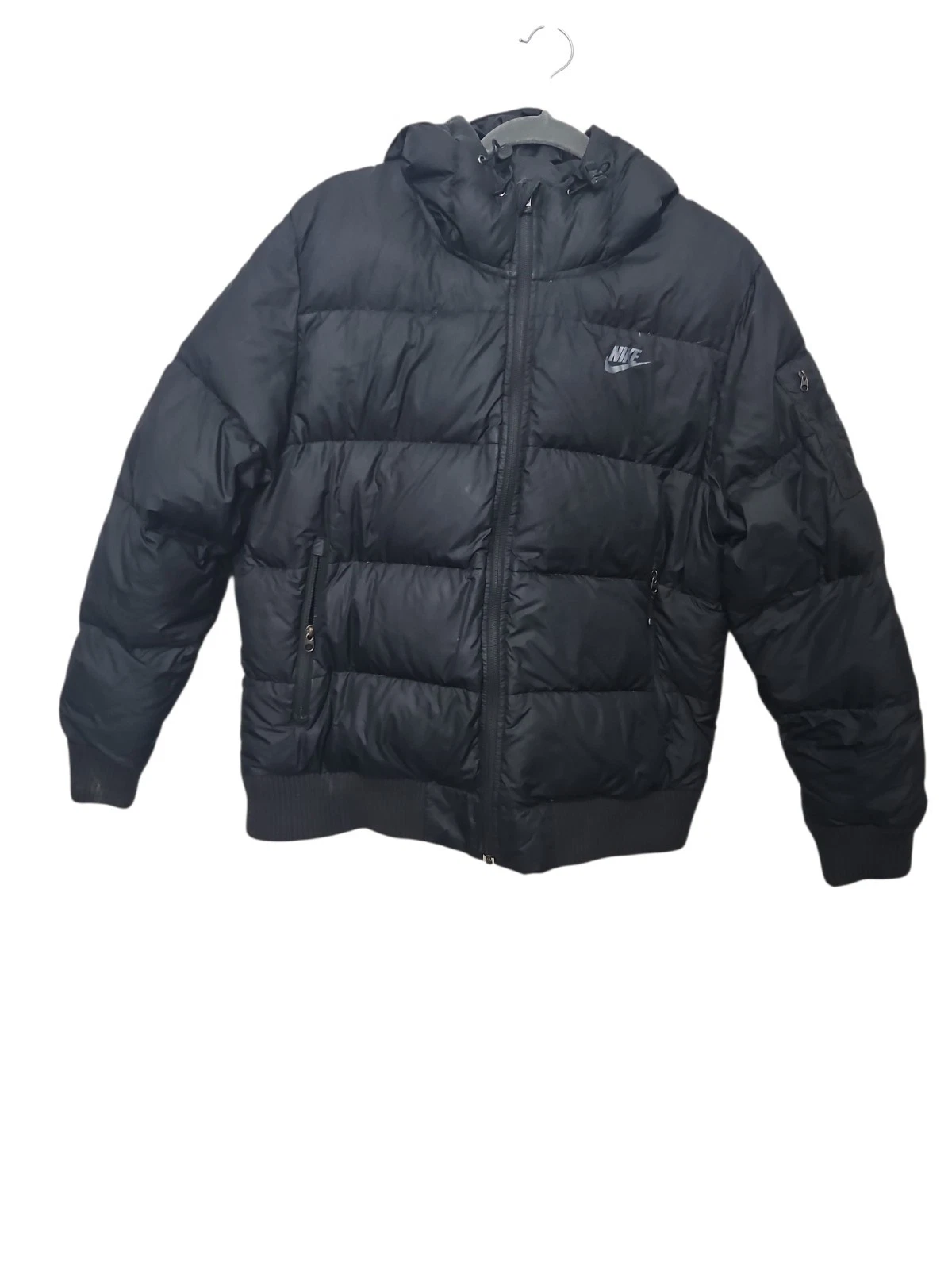 Mens Vintage Nike Puffer Jacket M Black Down Fill 00’s Y2K Full Zip
