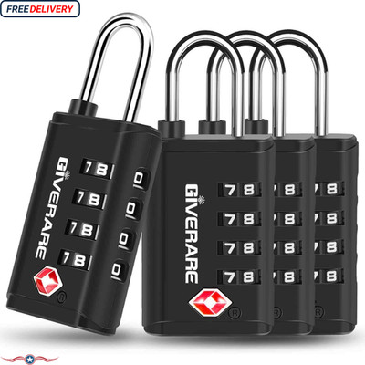 4 Pack TSA Approved Travel Luggage Locks 4-Digit, Open Alert Suitcase Combinatio
