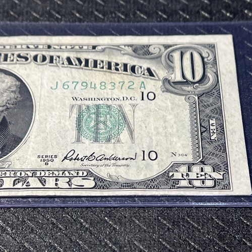 1950 B $10 Dollar Bill, Federal Reserve NOTE J67948372A / Kansas City / OLD SEAL - Picture 9 of 17