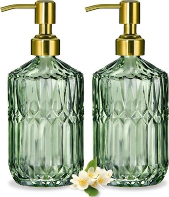 Cohosege 17 oz Green Glass Soap Dispenser Set Kitchen Bathroom