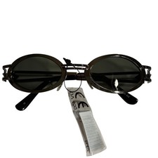 Vintage 90s Industrial Gunmetal Oval Sunglasses