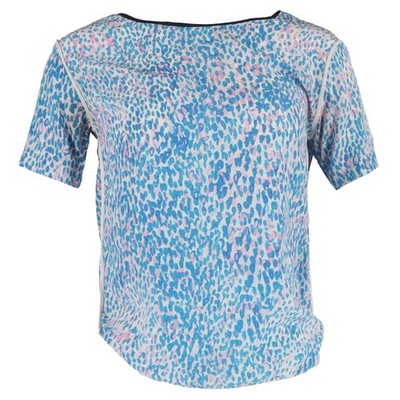 Sandro Leopard Print T-Shirt In  Silk Women Blue Size 36
