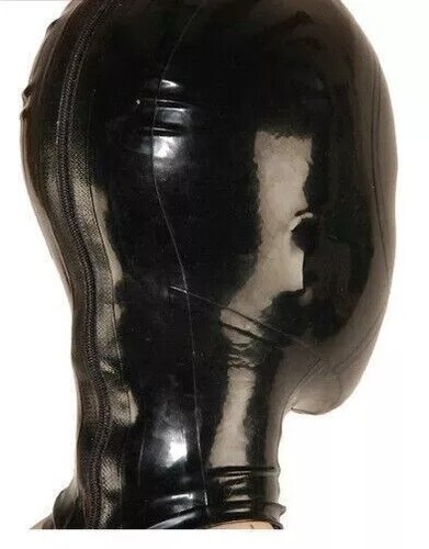 Fully enclosed Latex Mask Rubber Unisex Hood w/ Zip for Catsuit Wear Fetish BDSM - Picture 3 of 5