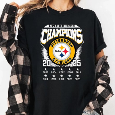 #ad 2025 AFC North Division Champions Pittsburgh Steelers Tshirt $23.23