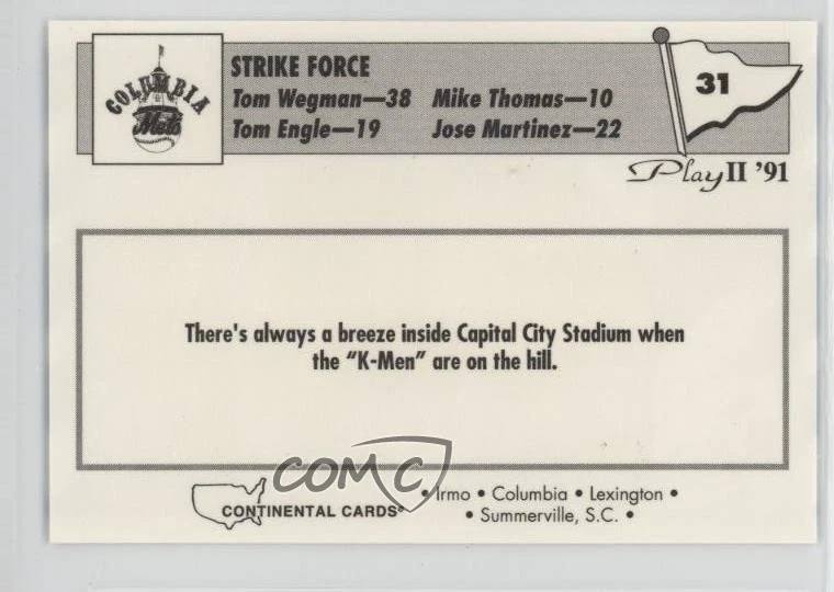 1991 Play II Columbia Mets Tom Wegmann Wegman Engle Mike Thomas Jose Martinez - Image 2 of 2