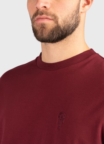 Karl Lagerfeld Logo T-Shirt Embroidery Burgundy Size L BNWT - Picture 3 of 7