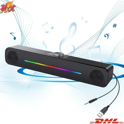 USB Lautsprecher Stereo Soundbar Subwoofer Musikbox für PC TV Laptop Computer