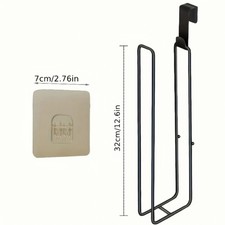 Black Iron Self-Adhesive Toilet Paper Holder No-Drill Wall Mount Bathroom