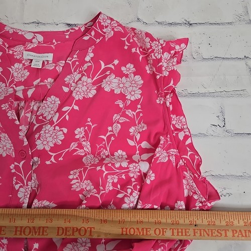 Charter Club Dress Womens 22w Pink Floral Belted Midi Ruffle Sleeve Plus Size - Picture 9 of 12