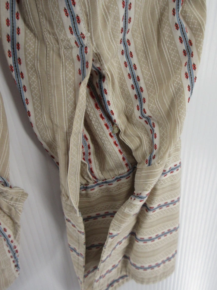 Camisa Vintage Givenchy Hombres 16 Beige Caballero Años 70 Suroeste Rayas Retro * Foto 4 de 4