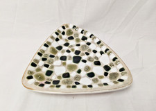 RARE Hand finished Mosaic Tiled Plate ~ Green & White Made in England