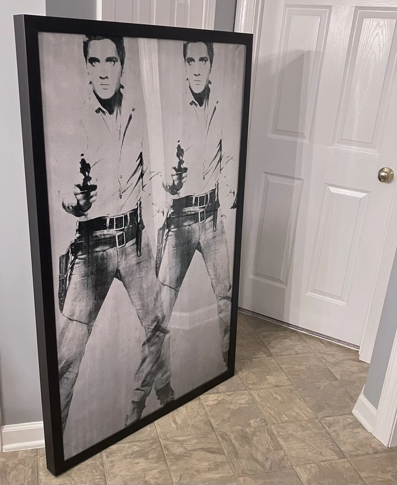 大量 "双猫王" Andy Warhol 著 59"x38" 木框复制品艺术印刷品 — 第 4/4 张图片