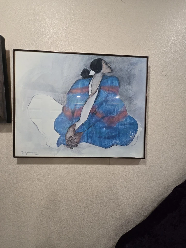 Navajo Women In Blue Blanket RC Gorman Signed Lithograph 35.5 By 29.5 - Image 2 of 4