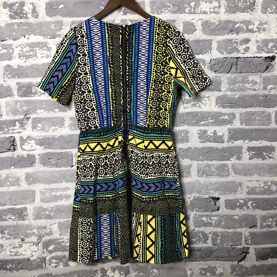 Vestido Plenty By Tracy Reese para mujer 8 midi plisado tela pesada azteca suroeste Foto 2 de 4