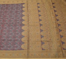 Sushila Vintage Indian Saree 100 Pure Silk All Over Woven Floral Sari Fabric