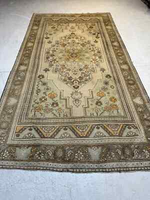 Oriental Hand-Knotted Wool Gallery Size Turkish Oushak Green/Ivory 6'6'' x 12'2''