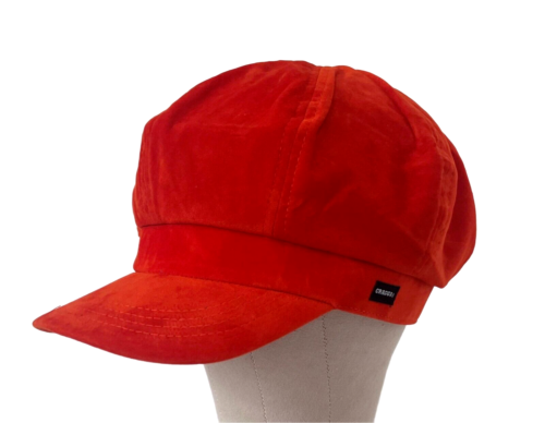 Velvet Baker Boy Hat Orange Velvet Newsboy Hat by CRAGGI - Picture 7 of 10